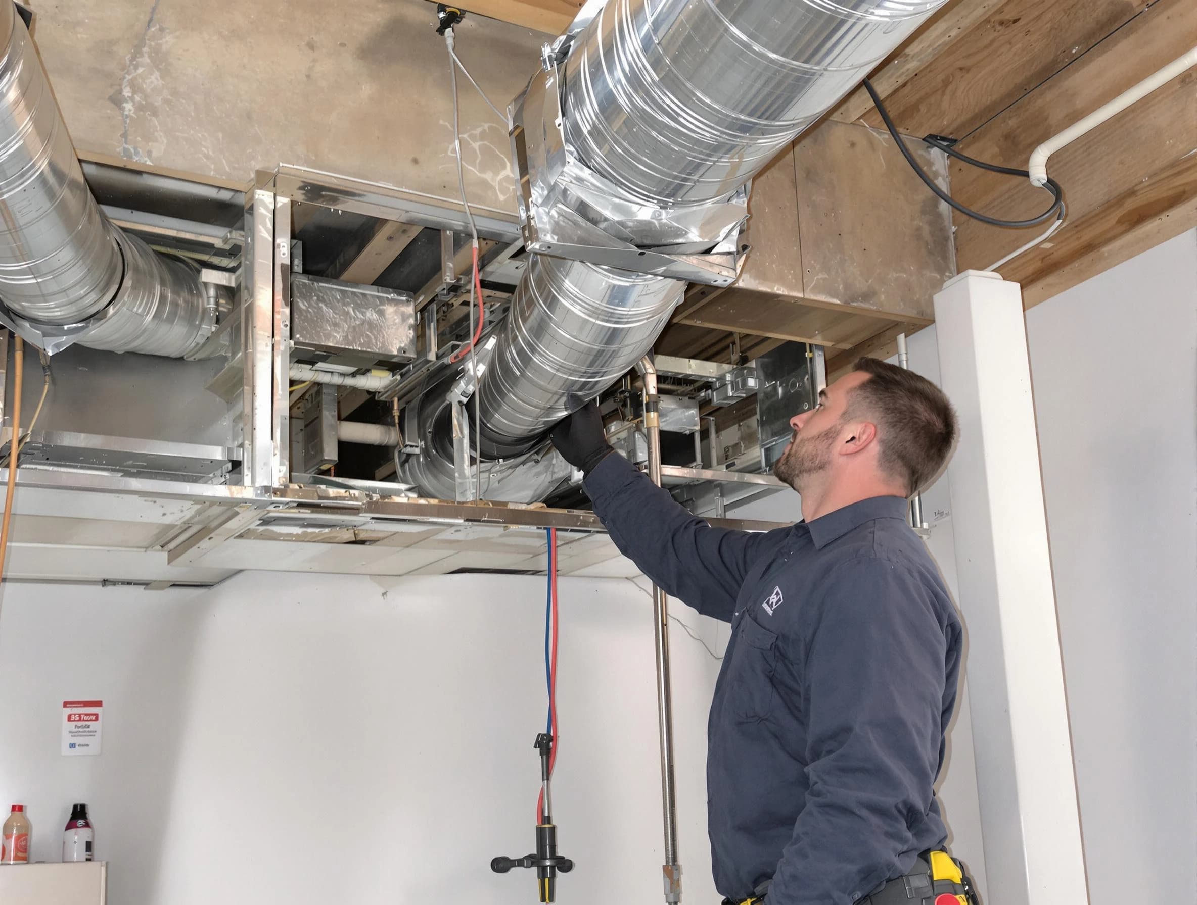 Villa Rica Air Duct Cleaning technician performing professional air duct repair using specialized tools in Villa Rica