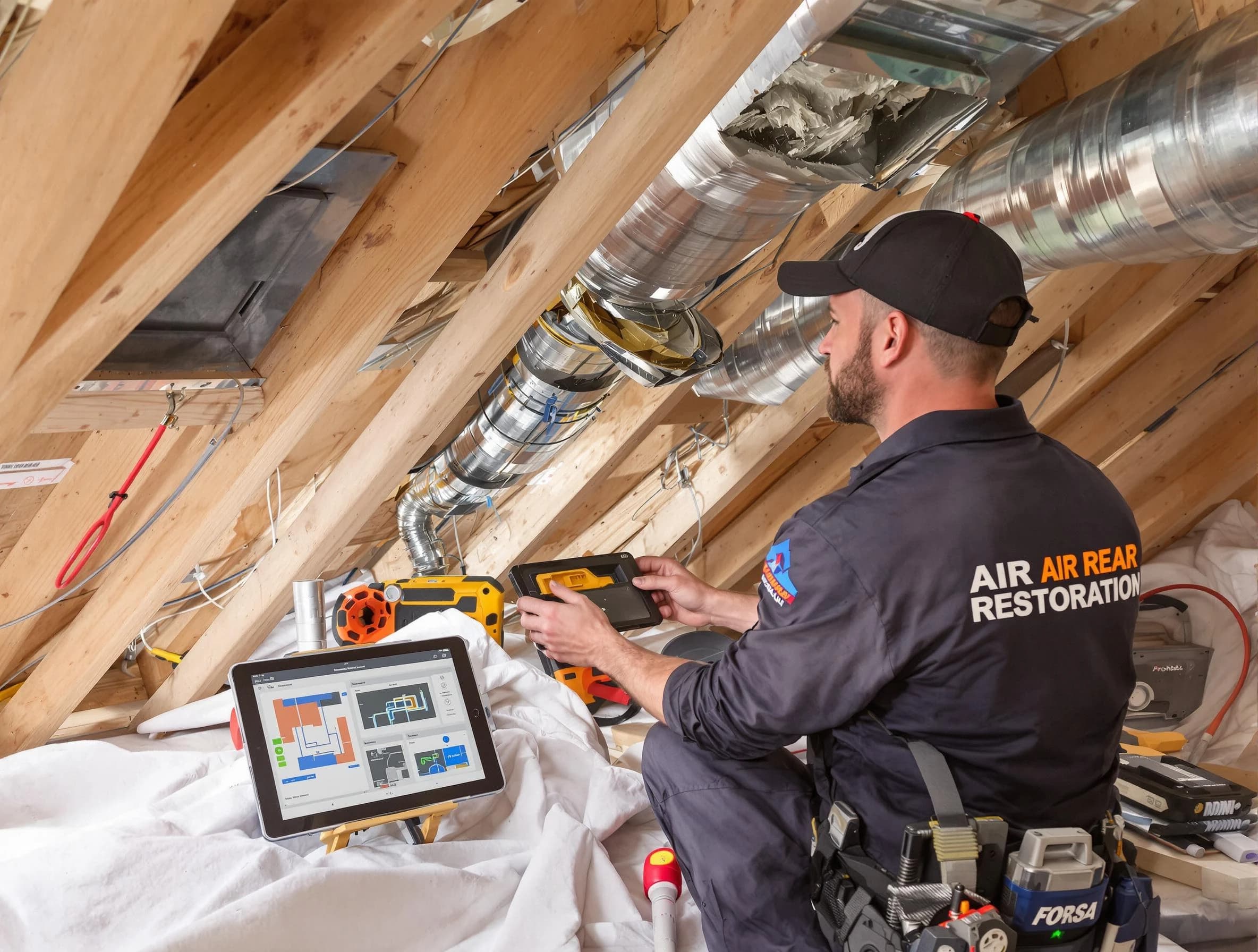 Villa Rica Air Duct Cleaning technician performing precise duct repair work in Villa Rica