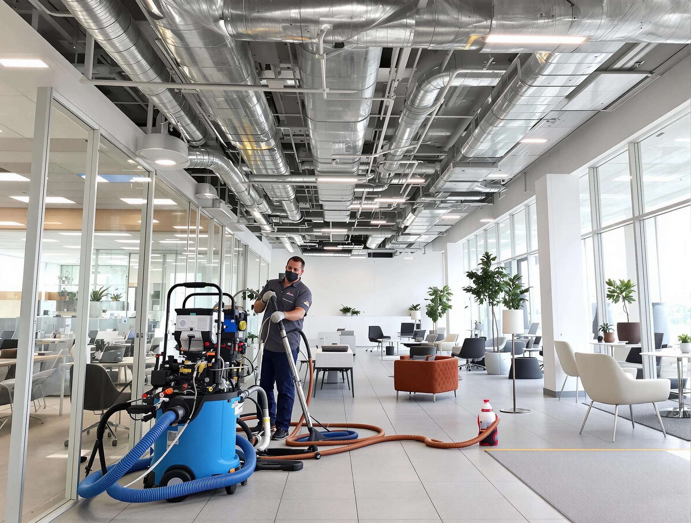 Villa Rica Air Duct Cleaning team conducting comprehensive commercial duct cleaning at a business location in Villa Rica