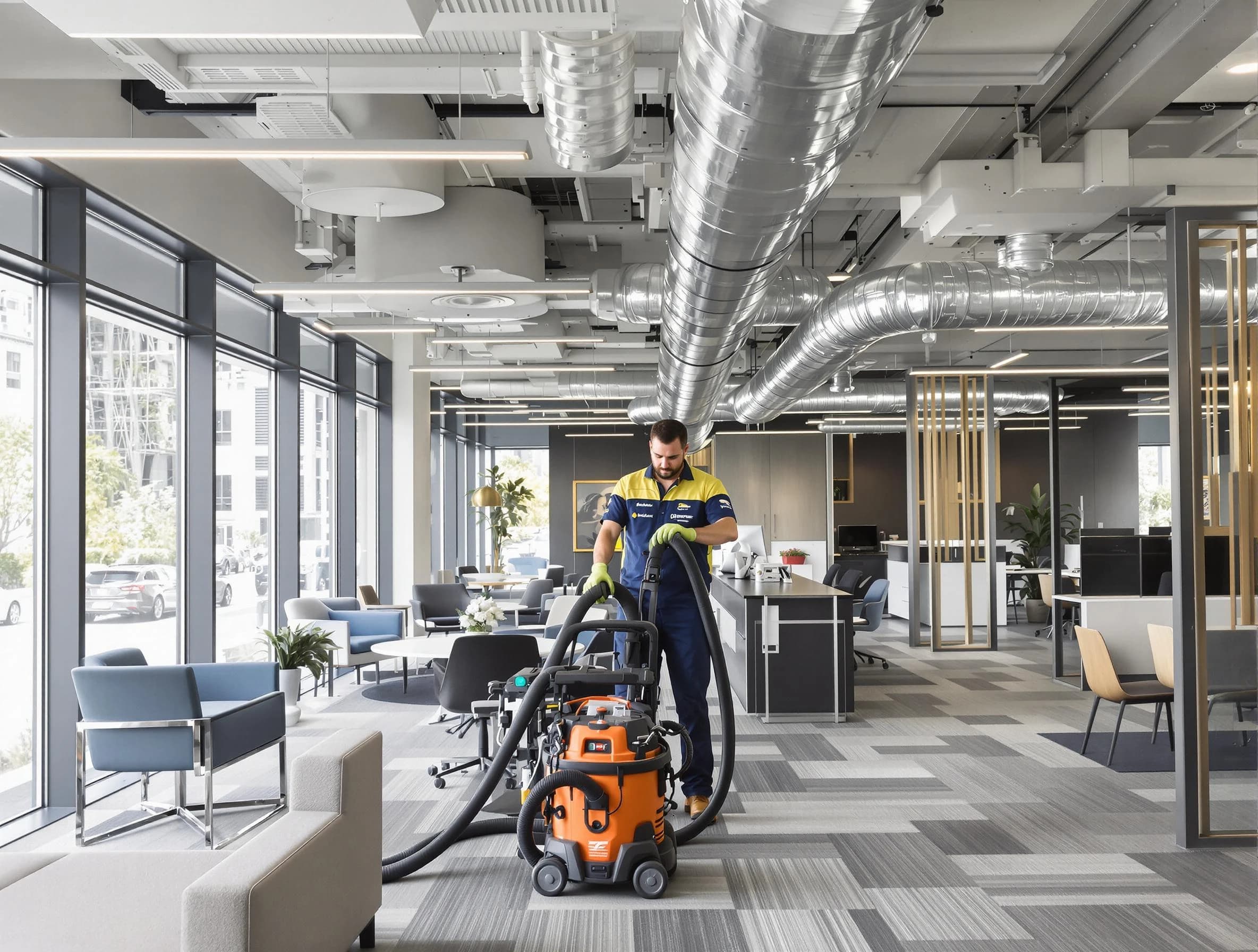 Villa Rica Air Duct Cleaning team performing thorough commercial duct cleaning at a Villa Rica business center