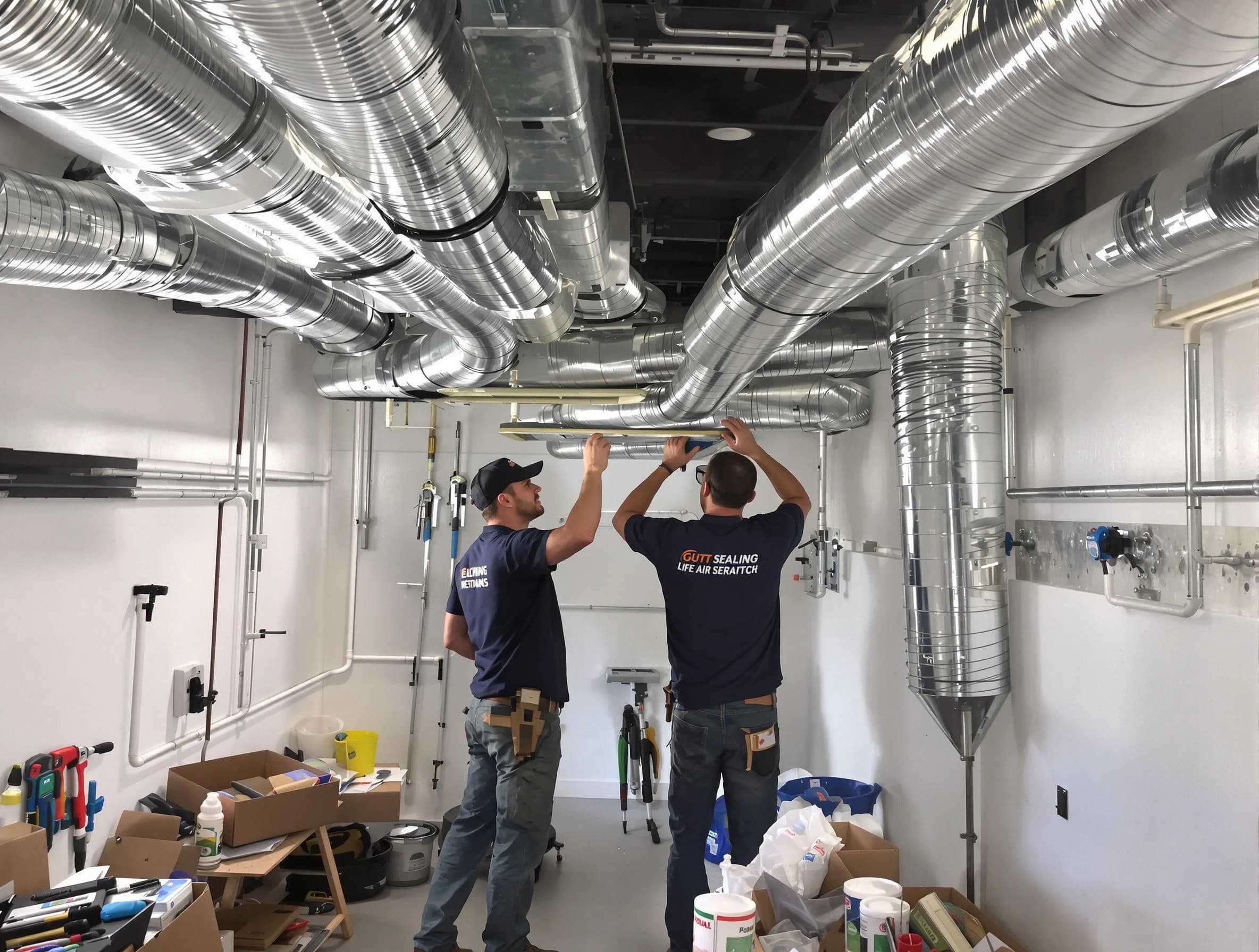 Villa Rica Air Duct Cleaning technician applying professional duct sealing solutions in Villa Rica