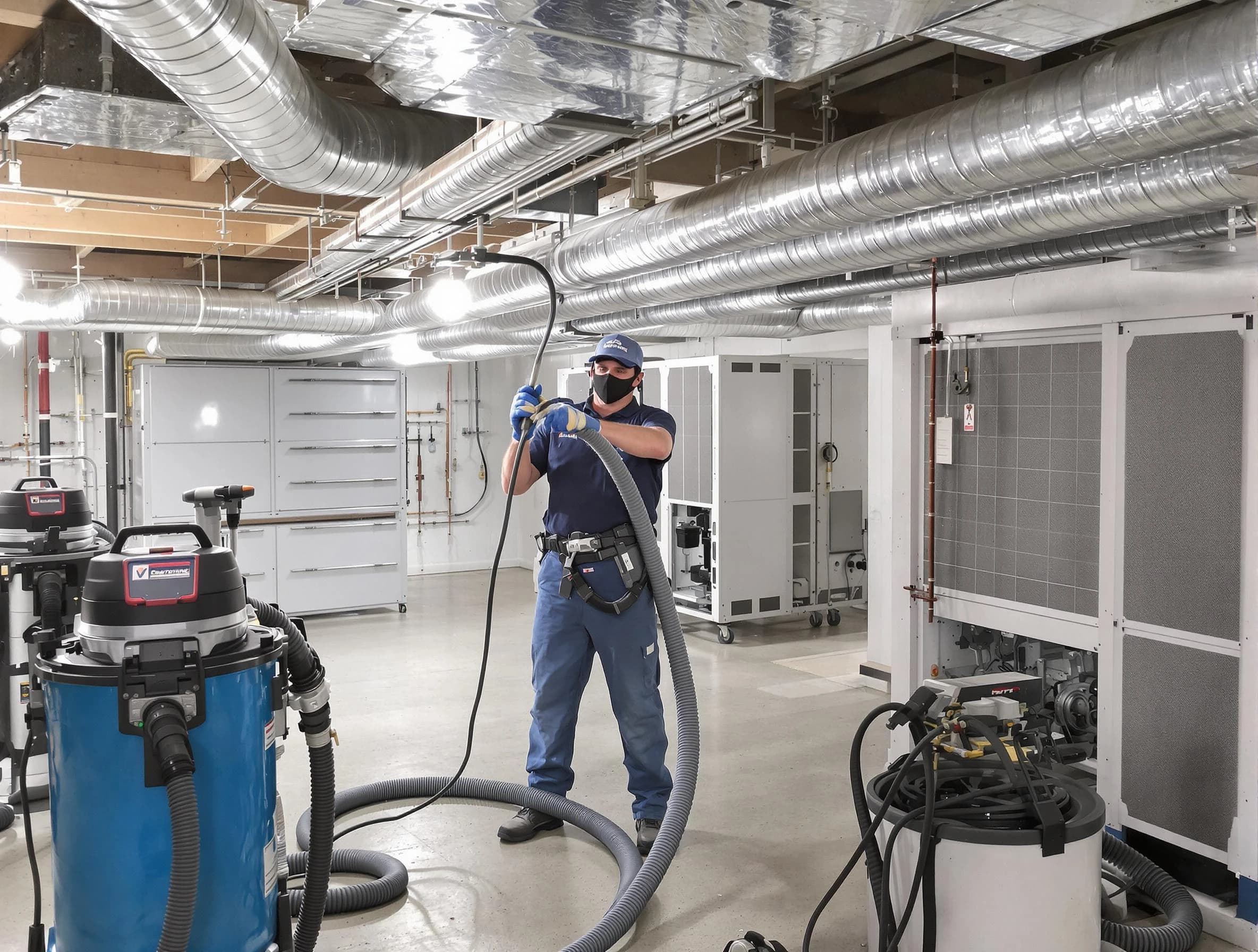 Villa Rica Air Duct Cleaning specialist performing thorough central air duct cleaning for improved system efficiency in Villa Rica