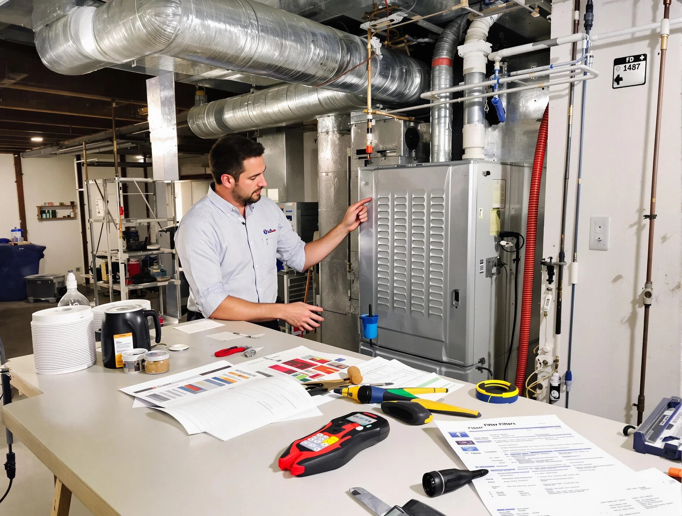 Villa Rica Air Duct Cleaning inspector conducting detailed filter system evaluation using professional diagnostic tools in Villa Rica