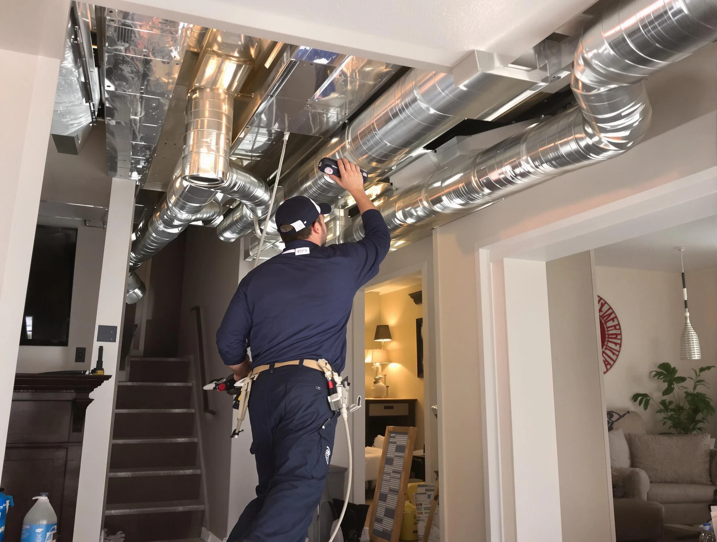 Villa Rica Air Duct Cleaning expert performing specialized duct cleaning in a mobile home in Villa Rica