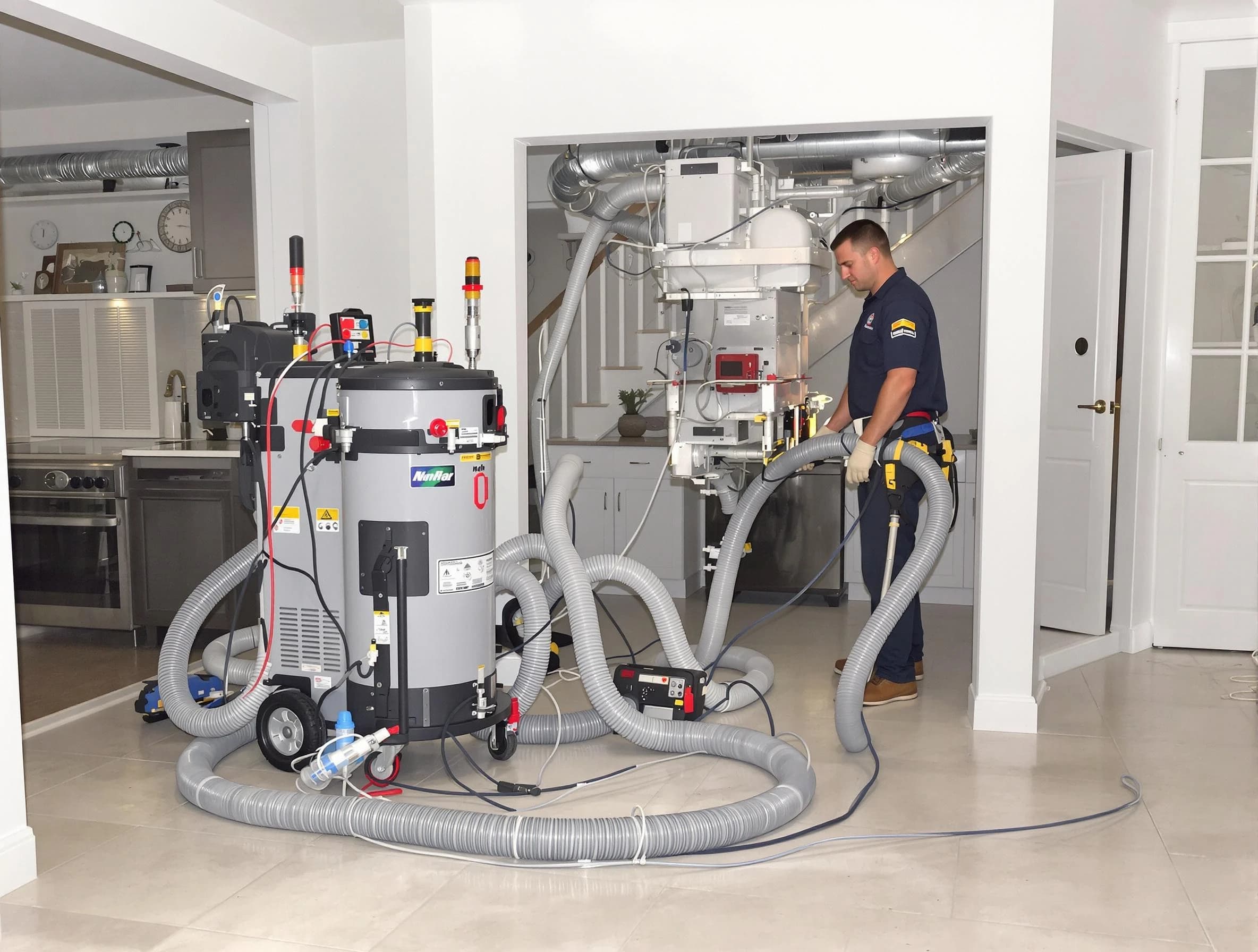 Villa Rica Air Duct Cleaning technician operating negative pressure cleaning equipment for thorough duct maintenance in Villa Rica